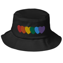 Load image into Gallery viewer, Gay Pride Love Heart  Bucket Hat ,old school bucket | j and p hats