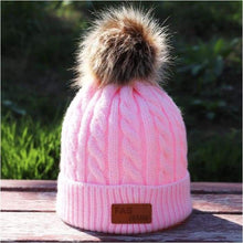 Load image into Gallery viewer, Children&#39;s winter knitted hats heavy knit with or without bobble great choice of colours-J and p hats -