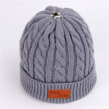 Load image into Gallery viewer, Children&#39;s winter knitted hats heavy knit with or without bobble great choice of colours-J and p hats -