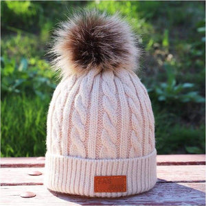 Children's winter knitted hats heavy knit with or without bobble great choice of colours-J and p hats -