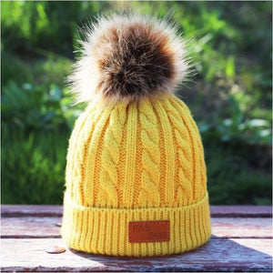 Children's winter knitted hats heavy knit with or without bobble great choice of colours-J and p hats -