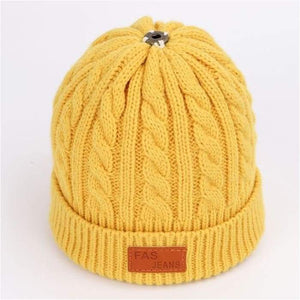 Children's winter knitted hats heavy knit with or without bobble great choice of colours-J and p hats -