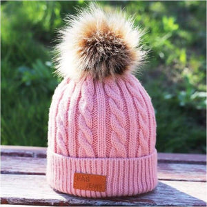 Children's winter knitted hats heavy knit with or without bobble great choice of colours-J and p hats -