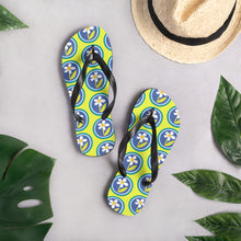 Load image into Gallery viewer, Holiday flip flops , holiday print flip flops ,custom flip flops -  j and p hats